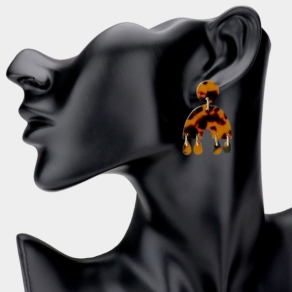Jewelry - NEW Small Tortoise Boho Brown Arch Abstract Resin Earrings